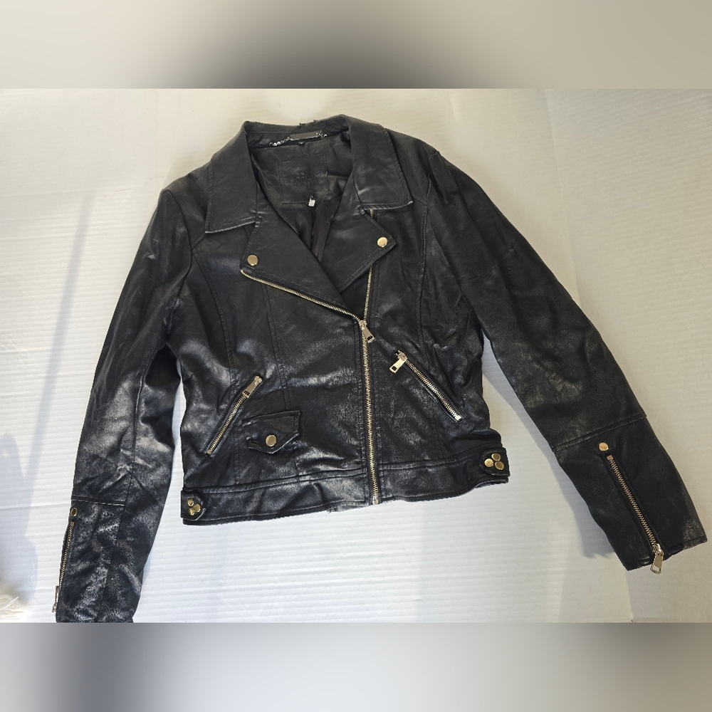 Vintage Buffalo David Bitton Vegan Faux Leather Black Moto Style Jack Medium
